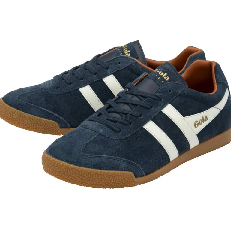 GOLA Harrier Suede Trainers in Navy/Off White/Moody Orange