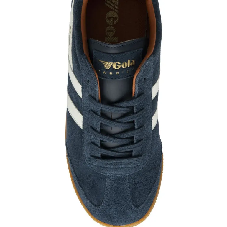 GOLA Harrier Suede Trainers in Navy/Off White/Moody Orange