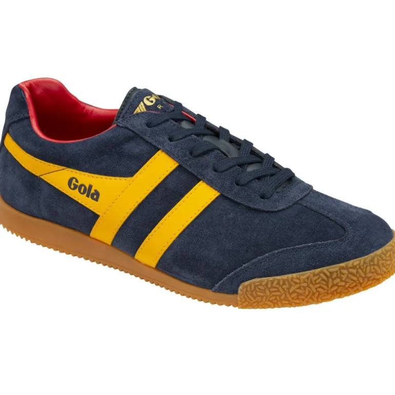 GOLA Harrier Suede Trainers in Navy/Sun/Red
