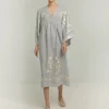 GREEK ARCHAIC KORI Crete Dress in Light Grey/Gold
