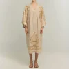 GREEK ARCHAIC KORI Crete Dress in Beige/Gold