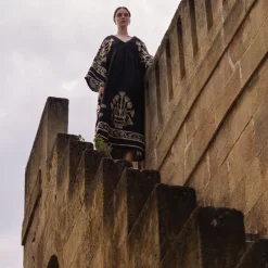 GREEK ARCHAIC KORI Crete Dress in Black/Gold