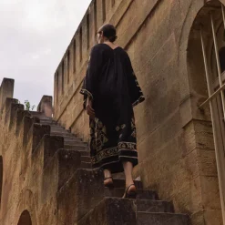 GREEK ARCHAIC KORI Crete Dress in Black/Gold