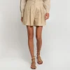 GREEK ARCHAIC KORI Cross Shorts in Beige/Gold
