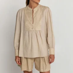 GREEK ARCHAIC KORI Cross Top in Beige/Gold
