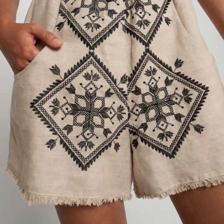 GREEK ARCHAIC KORI Lefkada Shorts in Beige/Black