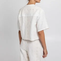GREEK ARCHAIC KORI Pixel Shirt in White/Ecru Gold