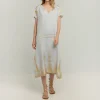 GREEK ARCHAIC KORI Roots Long Kaftan in Light Grey/Cham