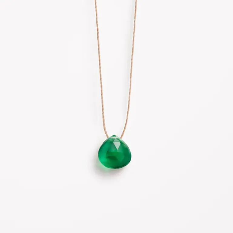 Green Onyx Signature Fine Cord Necklace in Gold | Collen & Clare