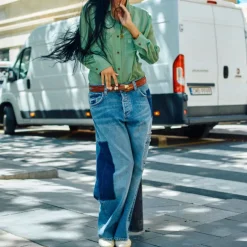 HEYANNO MMHPure Deconstructed Jeans in Light Blue