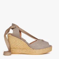 High Catalina Atelier Linen Espadrille in Taupe | Collen & Clare