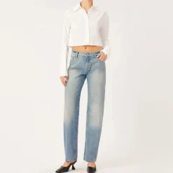 Illia Barrel Leg Jeans in Aged Mid | Collen & Clare