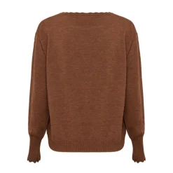 IRIS & WOOL Core Merino Logo Sweater in Walnut Melange