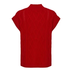 IRIS & WOOL Heart Cable Vest in True Red