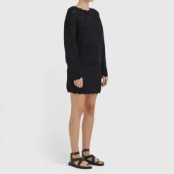 IRIS & WOOL Margot Crochet Sweater in Black