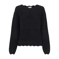 IRIS & WOOL Margot Crochet Sweater in Black