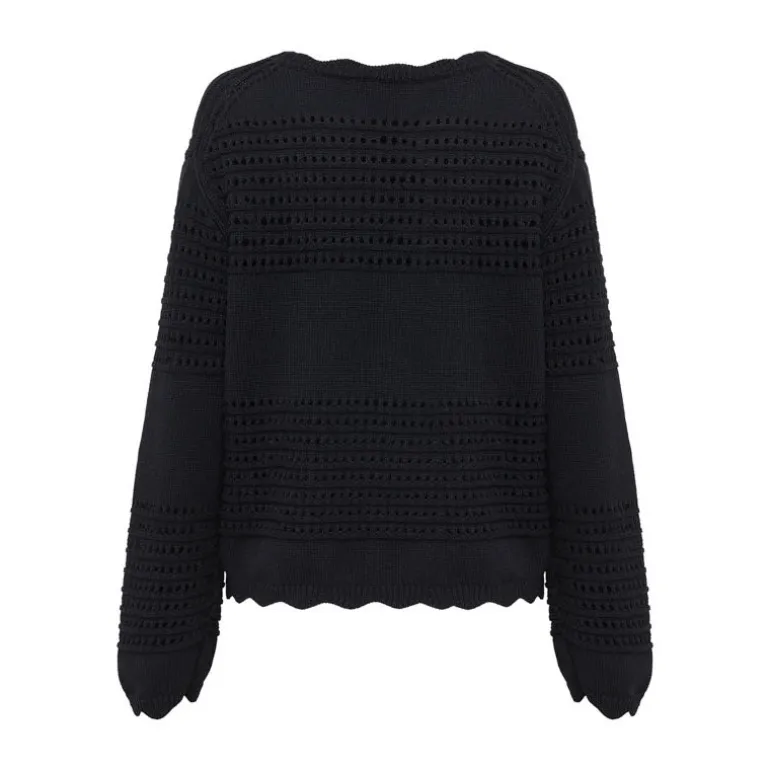 IRIS & WOOL Margot Crochet Sweater in Black