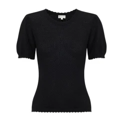 IRIS & WOOL Ruby Pointelle Top in Black