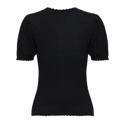 IRIS & WOOL Ruby Pointelle Top in Black