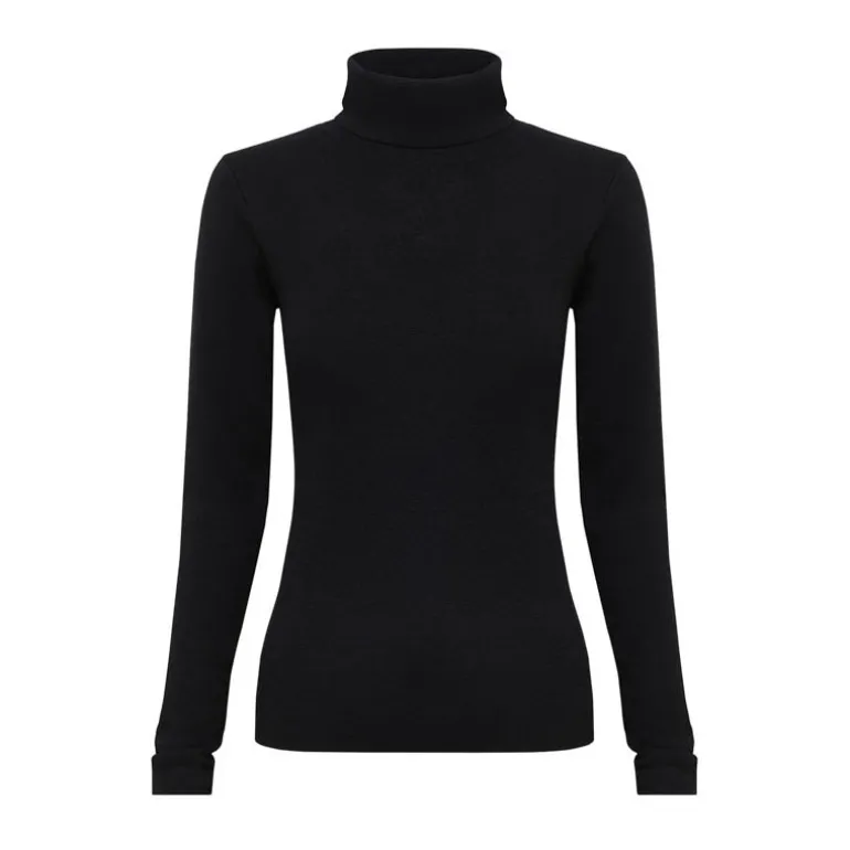 IRIS & WOOL Wool Roll Neck in Black