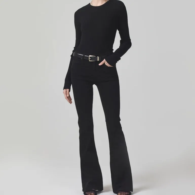Isola Flare Jeans in Plush Black | Collen & Clare