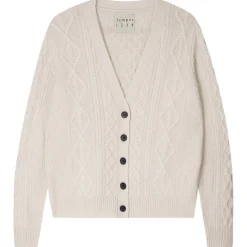 Jumper 1234 Aran Cardigan in Maritime White