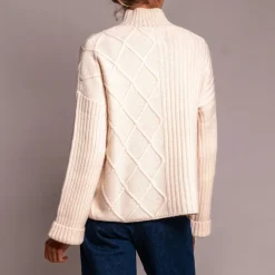 Jumper 1234 Aran Rib Turtle Neck Jumper in Jasmine