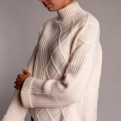 Jumper 1234 Aran Rib Turtle Neck Jumper in Jasmine