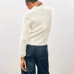 Jumper 1234 Brushed Turtle Neck Knit in Cream