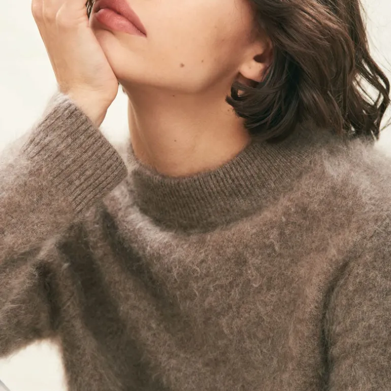 Jumper 1234 Brushed Turtle Neck Knit in Moose