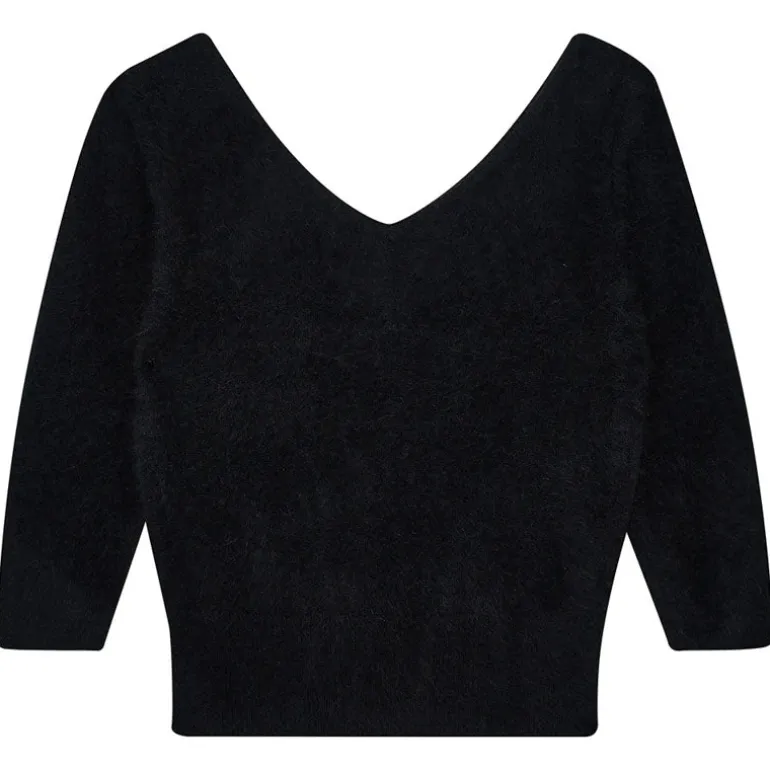 Jumper 1234 Brushed Vee Knit in Black