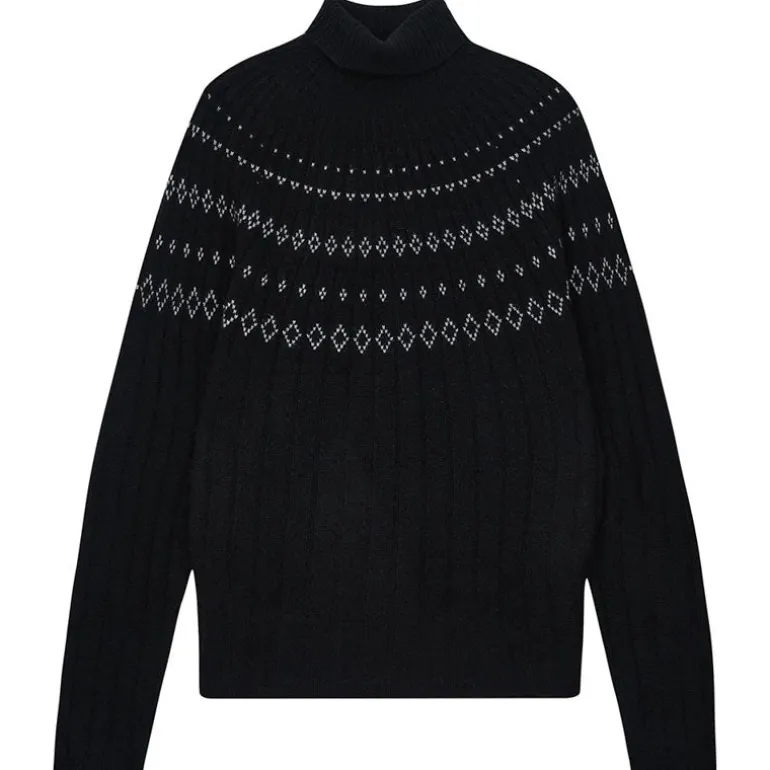 Jumper 1234 Rib Ski Roll Collar Knit in Black/Cream