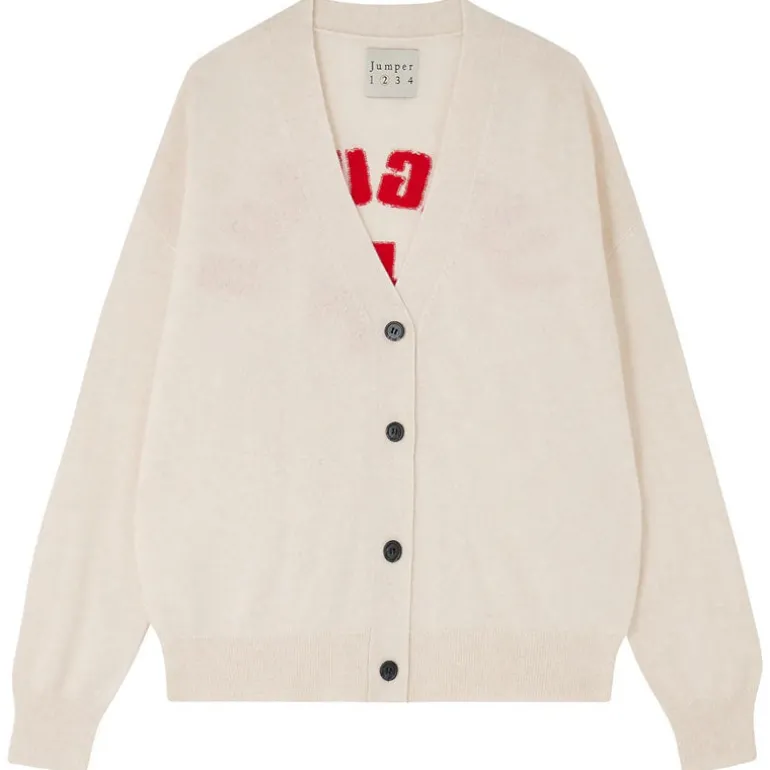 JUMPER1234 Beach Cardigan in Oatmeal Rose