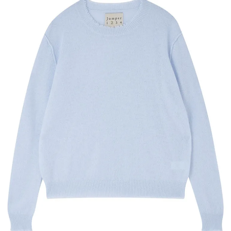 JUMPER1234 Distressed Crew in Pale Blue