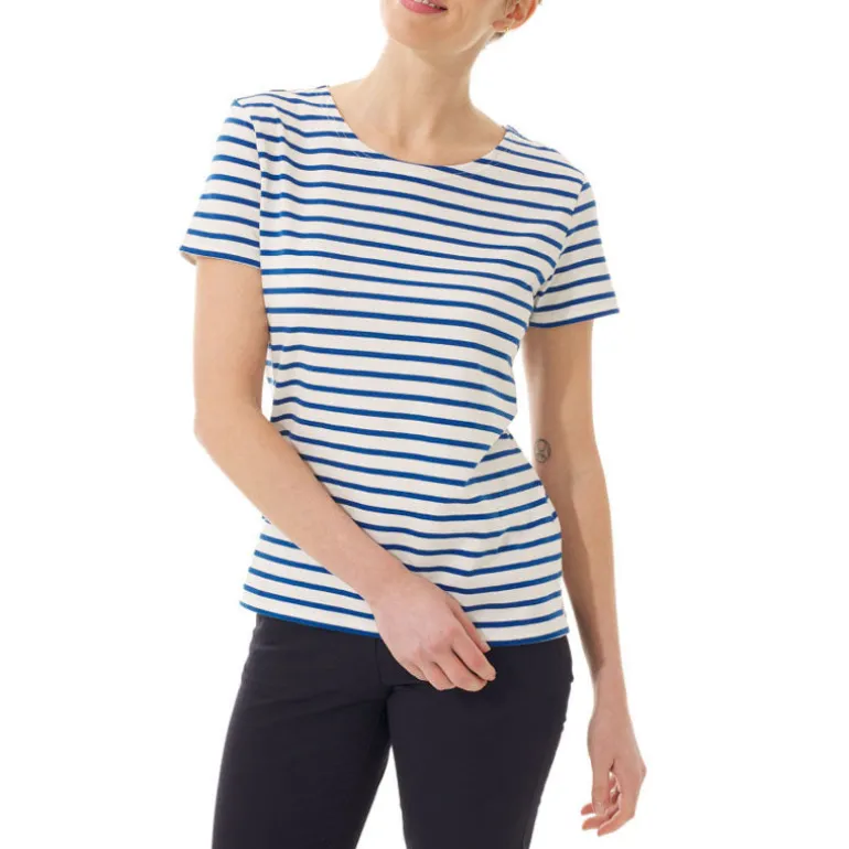 Kaelig Stripe S/S T Shirt in Ecru/Royal Blue | Collen & Clare