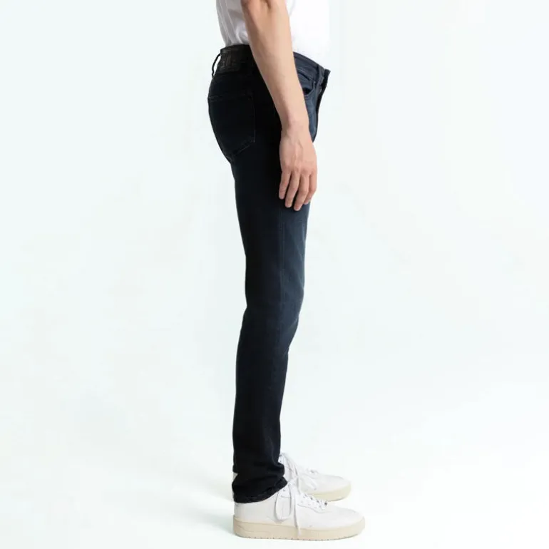 Kings Of Indigo John Slim Leg Jeans in Blue Black Worn