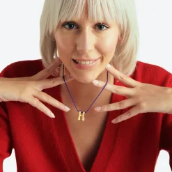 LA MOME BIJOU H Initial Joy Letter Necklace in Gold