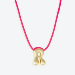 LA MOME BIJOU R Initial Joy Letter Necklace in Gold