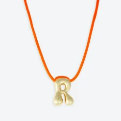 LA MOME BIJOU R Initial Joy Letter Necklace in Gold