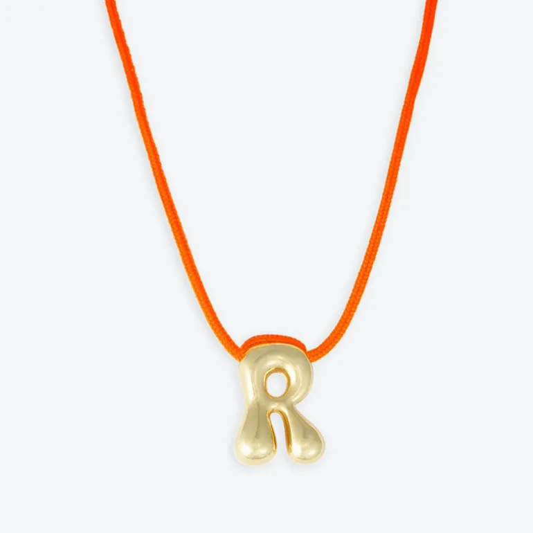 LA MOME BIJOU R Initial Joy Letter Necklace in Gold
