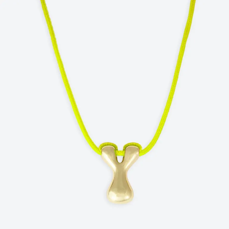 LA MOME BIJOU Y Initial Joy Letter Necklace in Gold