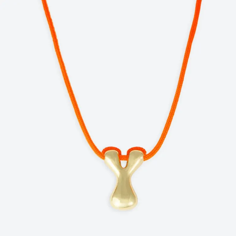 LA MOME BIJOU Y Initial Joy Letter Necklace in Gold