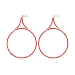 Large Hoop Earrings in Red | Collen and Clare