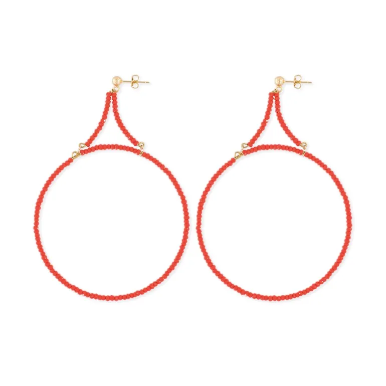 Large Hoop Earrings in Red | Collen and Clare