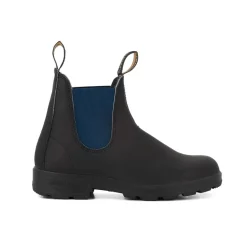 1917 Leather Boots with Blue Elastic in Voltan Black | Collen & Clare