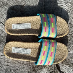 LES MAURICETTES Nicole Sandals in Pink/Yellow