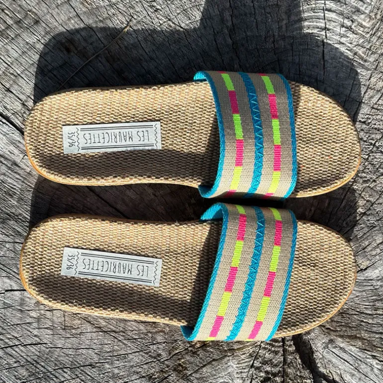 LES MAURICETTES Nicole Sandals in Pink/Yellow