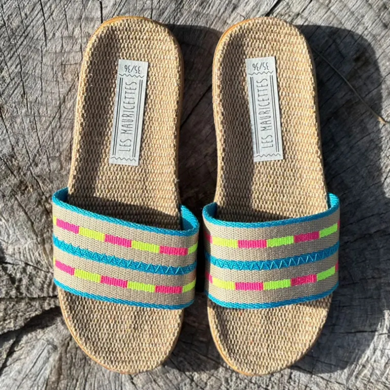 LES MAURICETTES Nicole Sandals in Pink/Yellow