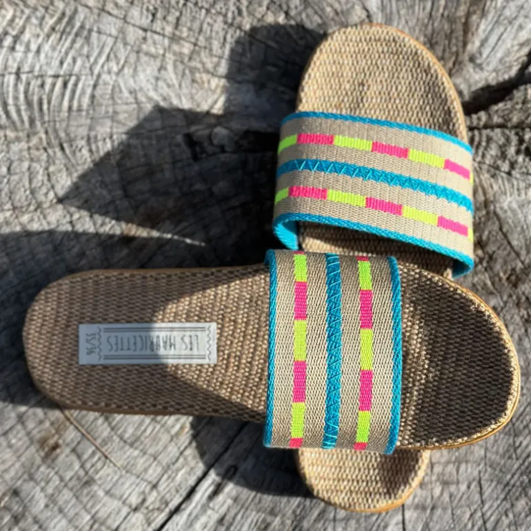 LES MAURICETTES Nicole Sandals in Pink/Yellow