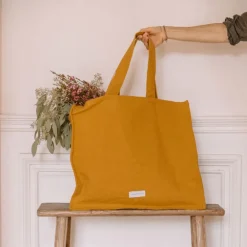 LES PENSIONNAIRES Organic Cotton Large Bag in Saffron Yellow